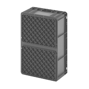 Евроконтейнер 600x400x220 мм Арт. ЕС-6422.3 серый с усиленным дном и открытыми ручками